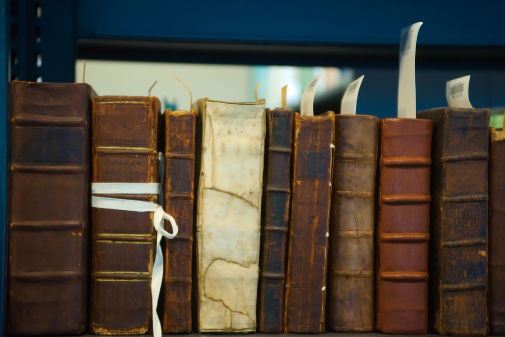 A,shelf,of,rare,and,treasured,books,catalogued,and,displayed